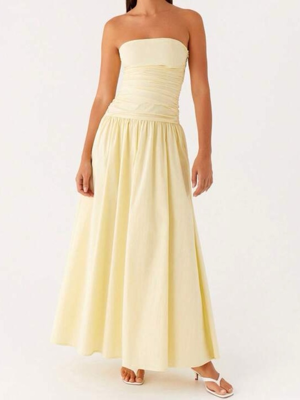 Strapless Maxi Dress in Pale Yellow